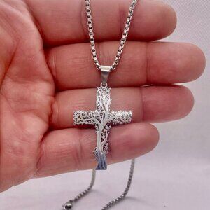 Tree Pendant Real 925 Silver Necklace Unisex